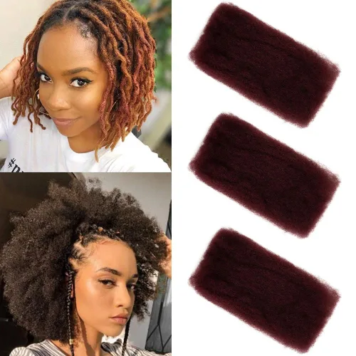 Miniatura 11 de FASHION IDOL Afro Kinkys - Cabello humano a granel para extensiones de rastas, reparación de Loc, trenzado, giro apretado, cabello humano afro