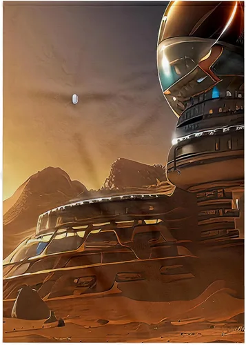 Miniatura 6 de 3dRose Paño de lavado 11x12 para cara y cuerpo - Fantasy Settlement en Marte por la noche. Arte digital genial para ti Alexis Design - Space Mars