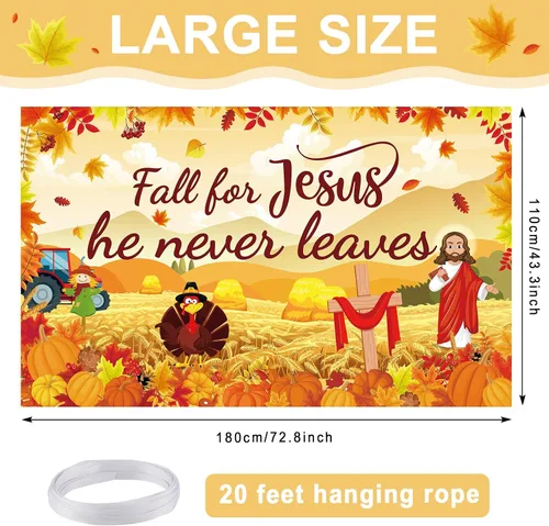 Miniatura 2 de Cartel grande de otoño para Jesús, decoración de otoño para Jesús, telón de fondo de calabaza hoja de arce, decoración de fiesta de Acción