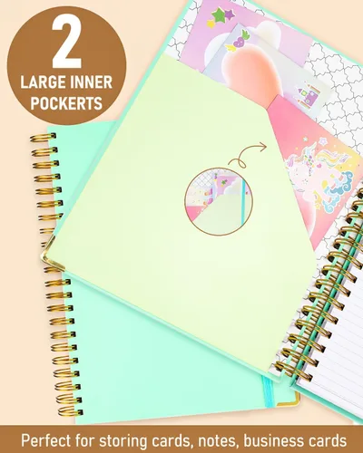 Miniatura 6 de Nicpro Cuaderno en espiral, 21 x 29.7 cm, cuadernos de cuero para el trabajo, cuaderno universitario de tapa dura con rayas de tamaño grande de 300
