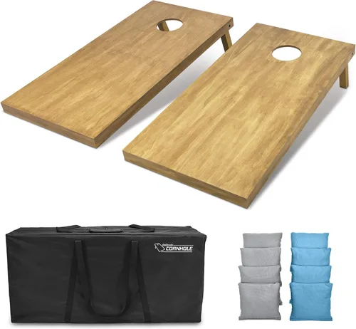 Miniatura 88 de GoSports 4 ft x 2 ft Regulation Size Wooden Cornhole Boards Set with Light Brown Finish - Includes Carrying Case and Bean Bags Negro- gris
