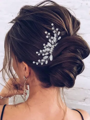 JAKAWIN Crystal Bride Wedding Hair Comb Silver Bridal Headpiece Rhinestone Hair Piece Accesorios para las mujeres HC113 (Plata)