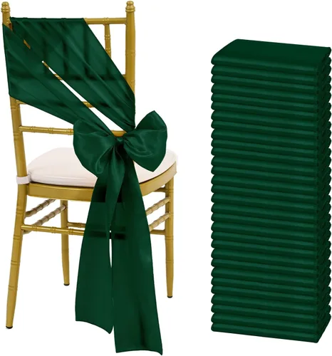 Miniatura 11 de fani 60 cintas de satén negras de 7 x 108 pulgadas para silla, fundas universales para silla, bodas, fiestas de cumpleaños, celebraciones, hoteles