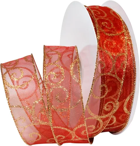 Miniatura 29 de Morex Ribbon Cintas transparentes con purpurina con espiral, cinta navideña para manualidades y decoraciones de Navidad, envoltura de regalos, 1.5
