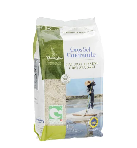 Le Guerandais Celtic Grueso Gris Mar Sal En 2.2 lbs Bolsas, Mano Cosechada En Guerande/Francia
