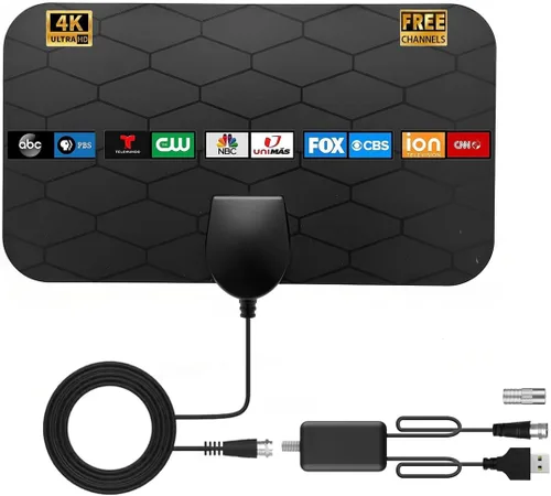 Antena de TV Interior Antena Digital, Antena de TV Portátil para Canales Locales, Recepción de 360°, Compatible con Televisión Inteligente 4K 1080p