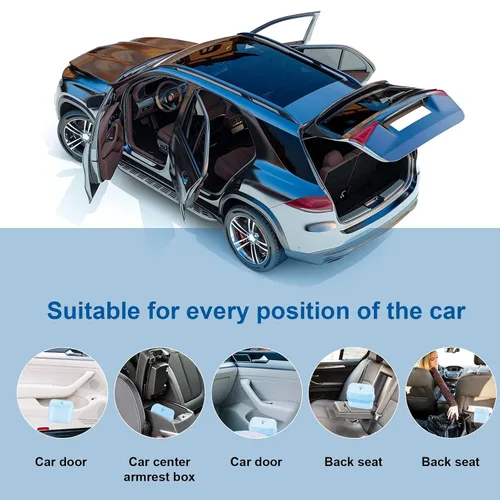 Miniatura 2 de Papelera para automóvil, mini cubo de basura con tapa, 2 bolsas de basura azul, bonitos accesorios para el automóvil para almacenamiento