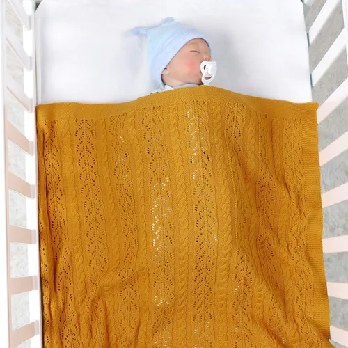 Miniatura 3 de LAWKUL Mantas neutrales de algodón para bebé, manta de recibimiento para bebé, manta para bebé, manta de bebé recién nacido, color amarillo