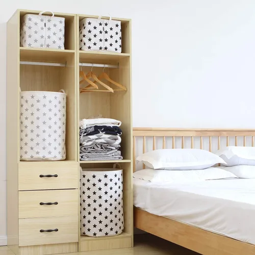 Miniatura 3 de Sea Team. - Cesta grande de 19.7 pulgadas, con recubrimiento impermeable, textil de algodón ramio, plegable, cesta para lavandería, cesta cilíndrica