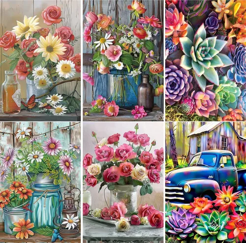 Miniatura 11 de EWJRNSF Paquete de 6 kits de pintura de diamantes 5D para adultos principiantes, juegos de arte de diamantes, pintura de gemas y manualidades, B 6