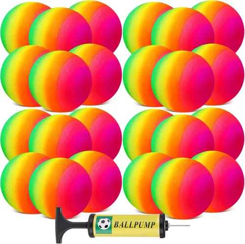 Miniatura 8 de Vinsot Paquete de 12 bolas inflables de 8.5 pulgadas para parque infantil, bolas inflables para niños, balón inflable con bomba de mano