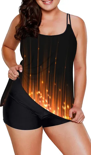 Miniatura 4 de Conjunto de tankini con control de abdomen para mujer, traje de baño de dos piezas, blusa sin mangas con pantalones cortos