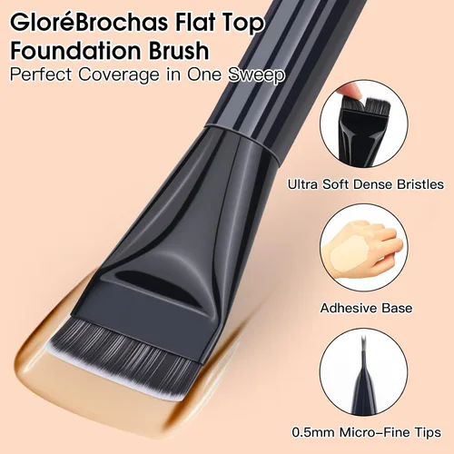 Miniatura 4 de Brocha de maquillaje de doble extremo, base plana y pincel de contorno en ángulo para una mezcla impecable, cobertura suave y contorno sin esfuerzo