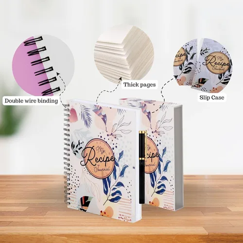 Miniatura 5 de Performore Diario de recetas encuadernado en espiral, 100 páginas en blanco, tamaño carta de 8.5 x 11 pulgadas, incluye bolígrafo y funda, crea tu