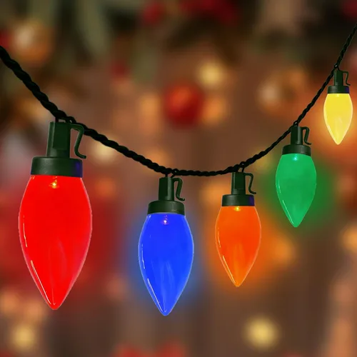 Miniatura 35 de Guirnalda de 10 luces LED de color rojo, blanco y azul para exteriores, 8.5 pies, luces decorativas para el 4 de julio, impermeables, conectables