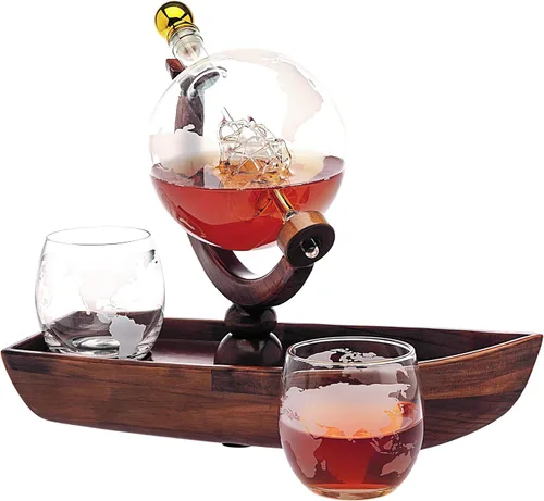 Miniatura 2 de Godinger Juego de decantador de whisky con 2 vasos de whisky World - para licor, whisky, bourbon, vodka - 28.7 fl oz