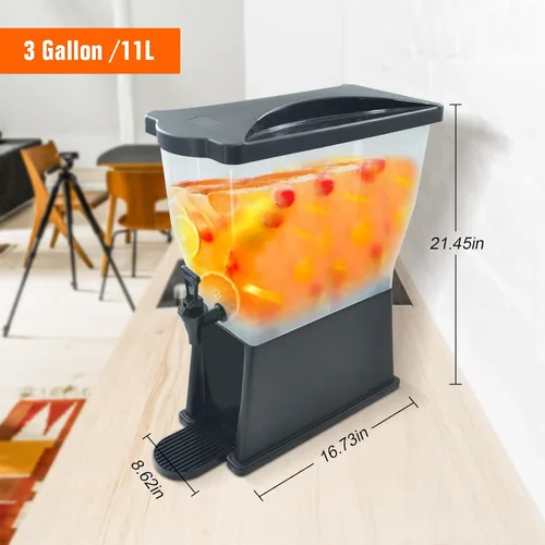Miniatura 6 de Hakka - Dispensador de bebidas de 3 galones, dispensador de agua de bebidas de jugo comercial para fiestas, tanque de 11 litros con espita
