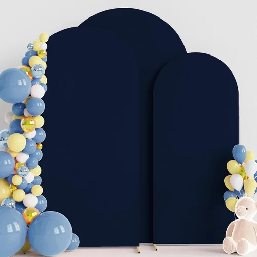 Miniatura 11 de Wokceer Juego de 3 fundas de arco de boda de elastano ajustadas para arco de boda para parte superior redonda, soporte de arco de Chiara para Beige