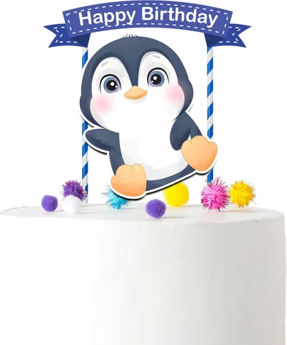Decoración para pastel de pingüinos: bonita decoración de cumpleaños de pingüino para fiestas infantiles, baby shower, invierno de las maravillas o