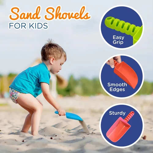Miniatura 6 de 4E's Novelty Pala de arena para niños a granel, paquete de 12 palas de playa de plástico resistente, para plantar, excavar y herramienta de jardín