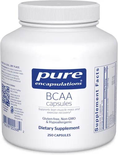 Pure Encapsulations BCAA Cápsulas | Suplemento hipoalergénico para apoyar la función muscular durante el ejercicio* | 250 cápsulas