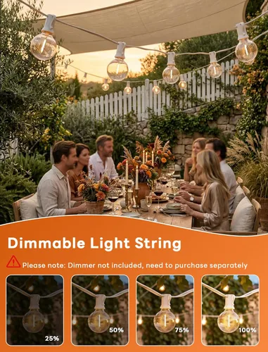 Miniatura 5 de Abeja Cadena de luces LED para exteriores de 25 pies, tira de luces de globo de patio con 27 bombillas LED transparentes inastillables