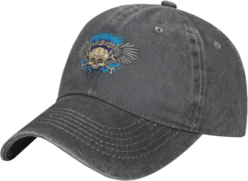Cowboy Hat Trendy Hats for Man and Women Djustable Four Season Outdoor Baseball Cap of Hell Skull with Angel Deep Heather