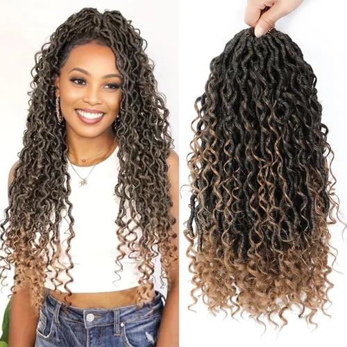 Miniatura 22 de 8 Paquetes de Rastas Falsas Bohemias de Ganchillo de 14 Pulgadas, Rastas Suaves de Ganchillo con Extremos Rizados, Pre-enrolladas, Cabello de 1B/27#