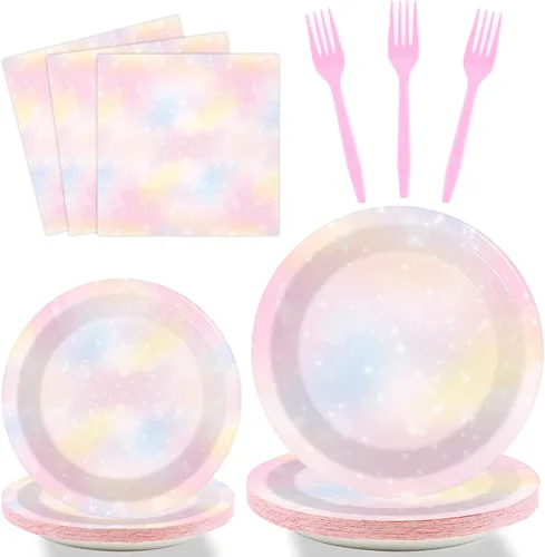 Miniatura 19 de Tevxj Juego de vajilla de 96 piezas para fiesta mexicana de feliz cumpleaños, platos de postre desechables, platos de fiesta, servilletas, tenedores