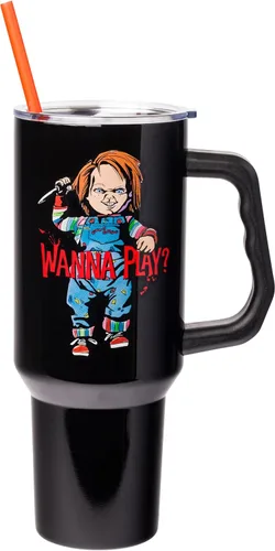 Miniatura 13 de Silver Buffalo Marvel Avengers - Vaso de acero inoxidable con asa, popote y tapa de pajilla, diseño de Iron Man, Capitán América, Blue Beetle, Thor