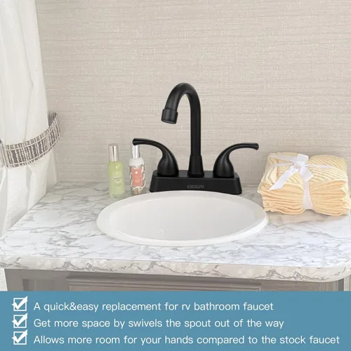 Miniatura 2 de Llave de lavabo de RV, llave de remplazo de baño de RV de 4 pulgadas para campistas, autocaravana, remolque de viaje, barco, con manijas de palanca