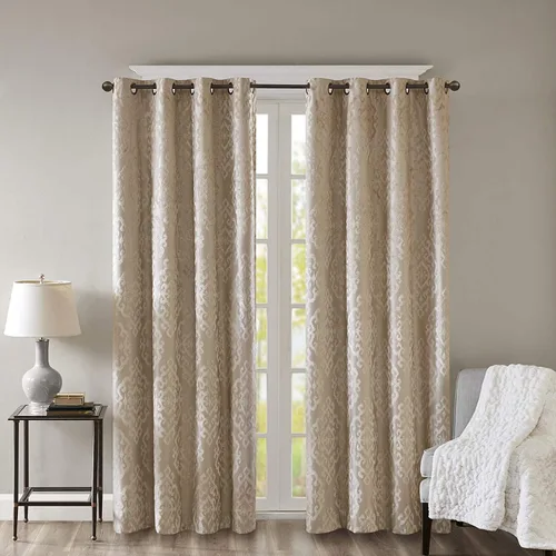 Miniatura 11 de Sun Smart Mirage - Cortina opaca para ventana (100 % de eliminación de luz), tela tejida de estilo jacquard, patrón damasco, con ojales, 50 x 84
