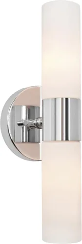 Kira Home Duo - Aplique de pared moderno de 14 pulgadas con pantallas de vidrio esmerilado, para baño/tocador, acabado cromado