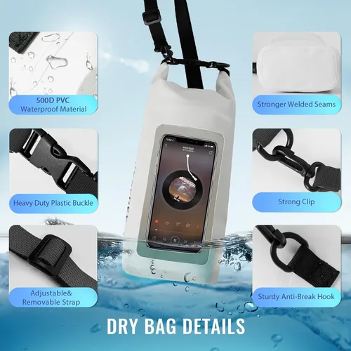 Miniatura 3 de Bolsa seca impermeable, mochila enrollable impermeable para viajes, kayak, rafting, camping, surf, barco, senderismo, playa y pesca