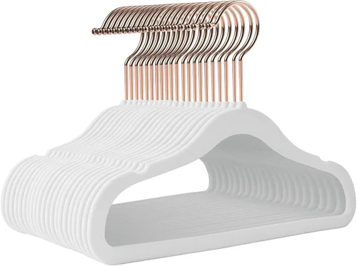 Miniatura 10 de Perchas de terciopelo para bebé, paquete de 50 unidades, 11.4 pulgadas, perchas antideslizantes para ropa de bebé, perchas resistentes para bebés