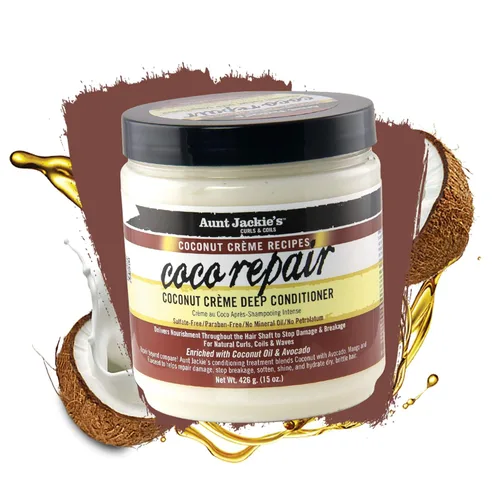 Miniatura 4 de Aunt Jackie's Recetas de crema de coco acondicionador reparador de coco para cabello profundo, proporciona nutrición, detiene el daño, la rotura