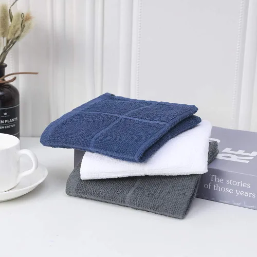 Miniatura 3 de Glynniss Trapos azules de cocina altamente absorbentes, color azul marino, 100% algodón, para lavar platos, limpieza (12 unidades, azul)
