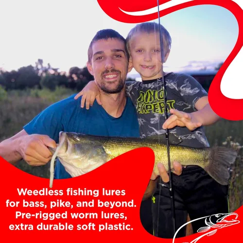 Miniatura 3 de DeLong Lures 6" KILR Worm – Made in USA Weedless Pre-Rigged Soft Plastic Swimbaits, Extra Durable Bass Fishing Lures for Pike and More, 5-Pack