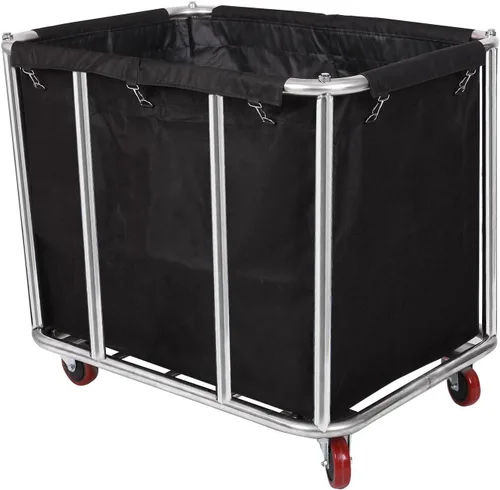 12 Bushels - Carrito de lavandería para uso comercial/hogar, canasta grande de acero inoxidable con ruedas, para organizador y almacenamiento de