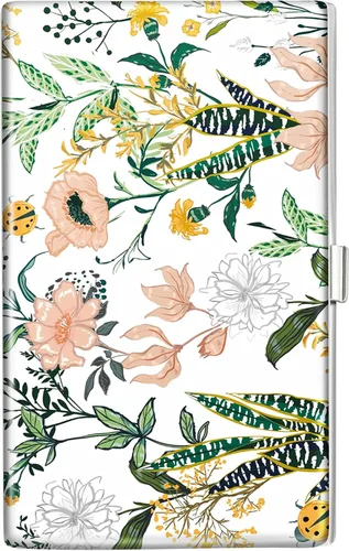 Miniatura 8 de Swooflia Funda para tarjetas de visita para hombres y mujeres, de metal verde con hojas tropicales tropicales, monedero delgado de bolsillo, fundas
