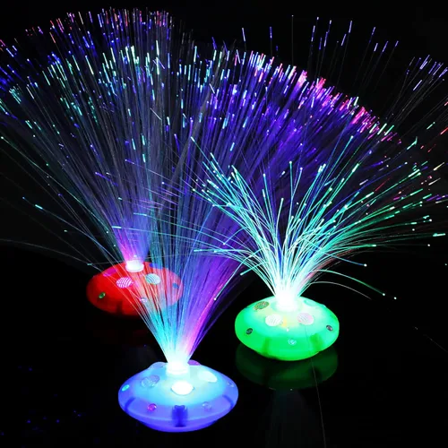 Miniatura 3 de Retisee 24 lámparas de fibra óptica, multicolores para centros de mesa, luces ópticas alimentadas con base de cono, cristales iluminados