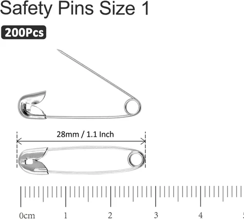 Miniatura 5 de 200 piezas de alfileres de metal plateado de 1.1 pulgadas de alta resistencia para manualidades DIY, confección de joyas, ropa para bebé, niquelado