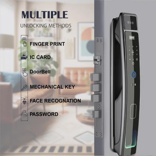 Miniatura 2 de Cerradura de puerta inteligente con cámara y reconocimiento facial 3D, cerradura de puerta de entrada sin llave con huella digital, contraseña