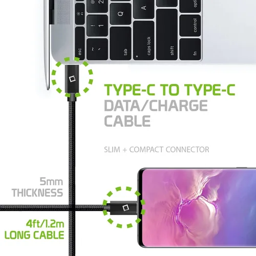 Miniatura 2 de Cable de carga rápida dual USB-C/PD de 60 W compatible con Nothing Ear 1 Plus 5Gbps transferencia de datos para entrega de energía de alta capacidad