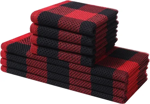 Miniatura 30 de Mordimy Toallas de cocina 100% algodón con tejido de gofre, 13 x 28 pulgadas, paños de cocina súper suaves y absorbentes para secar platos, paquete