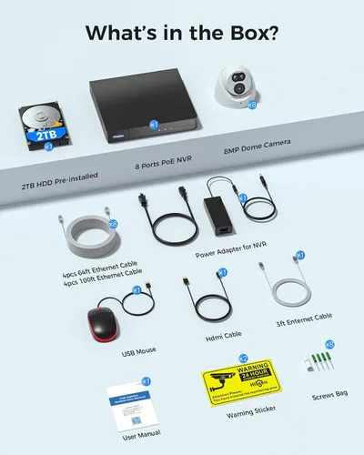 Miniatura 9 de 【Vista amplia de 121° + HD 4K】 Sistema de cámara de seguridad Hiseeu 4K, 8 cámaras de seguridad PoE de 8MP para exteriores e interiores, sin tarifa