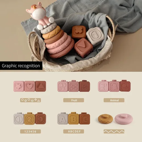 Miniatura 2 de Nueplay Juguetes Apilables Suaves para Bebés Niñas, Set de 12 Piezas de Anillos Suaves y Bloques de Formas con Adorno de Unicornio — Juguetes
