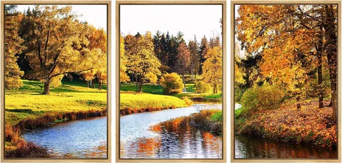 Miniatura 23 de SIGNWIN Lienzo enmarcado para pared, juego de arte nublado de tormenta, cielo, bosque otoñal, árboles, rústico, naturaleza, fotografía, realismo