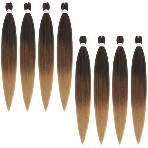 Miniatura 72 de Alrence Cabello estirado para hacer trenzas, trenza larga de 30 pulgadas, 8 paquetes, extensiones profesionales de trenzado de cabello sintético, 1b#