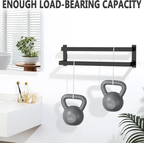 Miniatura 6 de Alise Barras de Toalla Dobles de 16 Pulgadas para Montaje en Pared de Baño, Toallero de Baño con Dobles Barras de Toalla para Lavabo de Baño, Barra